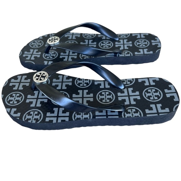 Tory Burch Black and Gray Flip Flops - Picture 5 of 9